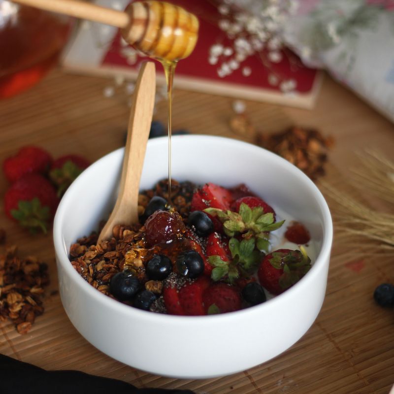 Spanish Gazpacho with Yogurt Drizzle and Granola Croutons