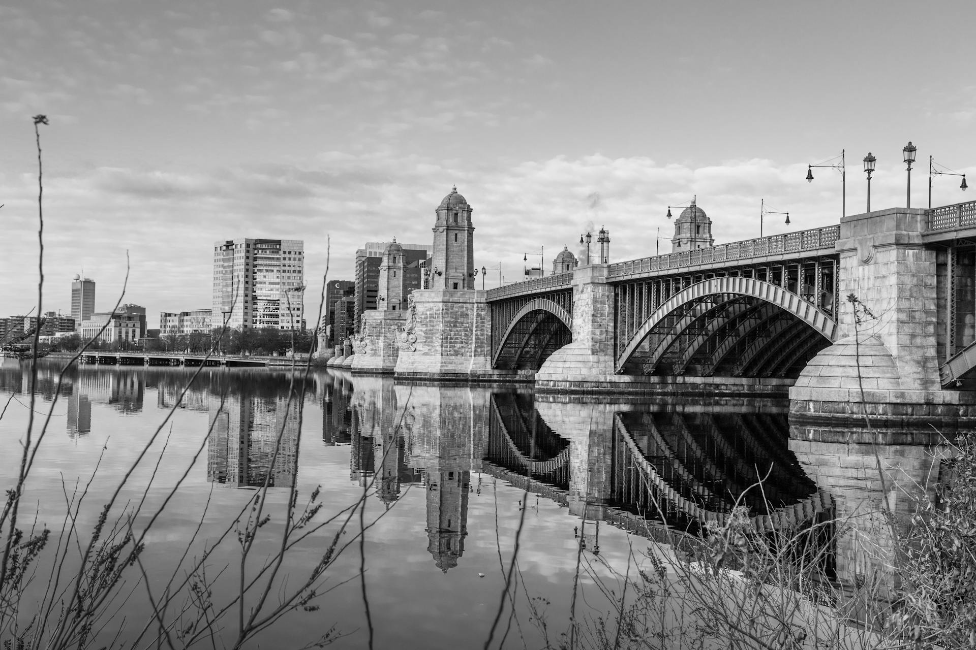 Longfellow Bridge in Boston Overlooking the City