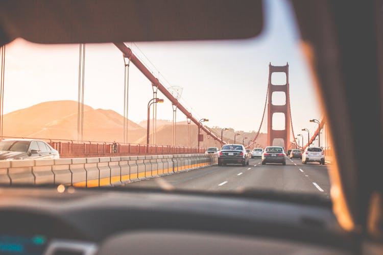 Black Cars On Golden Gate Bridge At Daytime