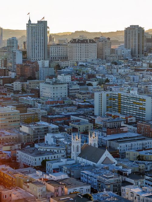 Free A breathtaking aerial shot of San Francisco showcasing its urban skyline and iconic architecture. Stock Photo