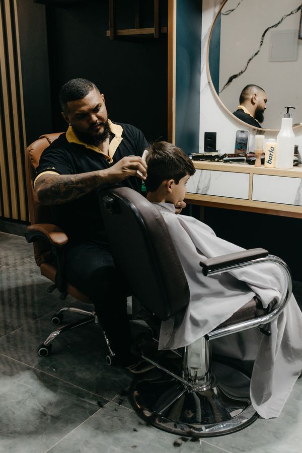 Kid getting a haircut