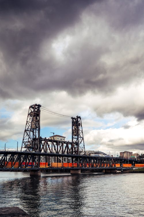 Steel Bridge over Willamette River in Portland, USA
