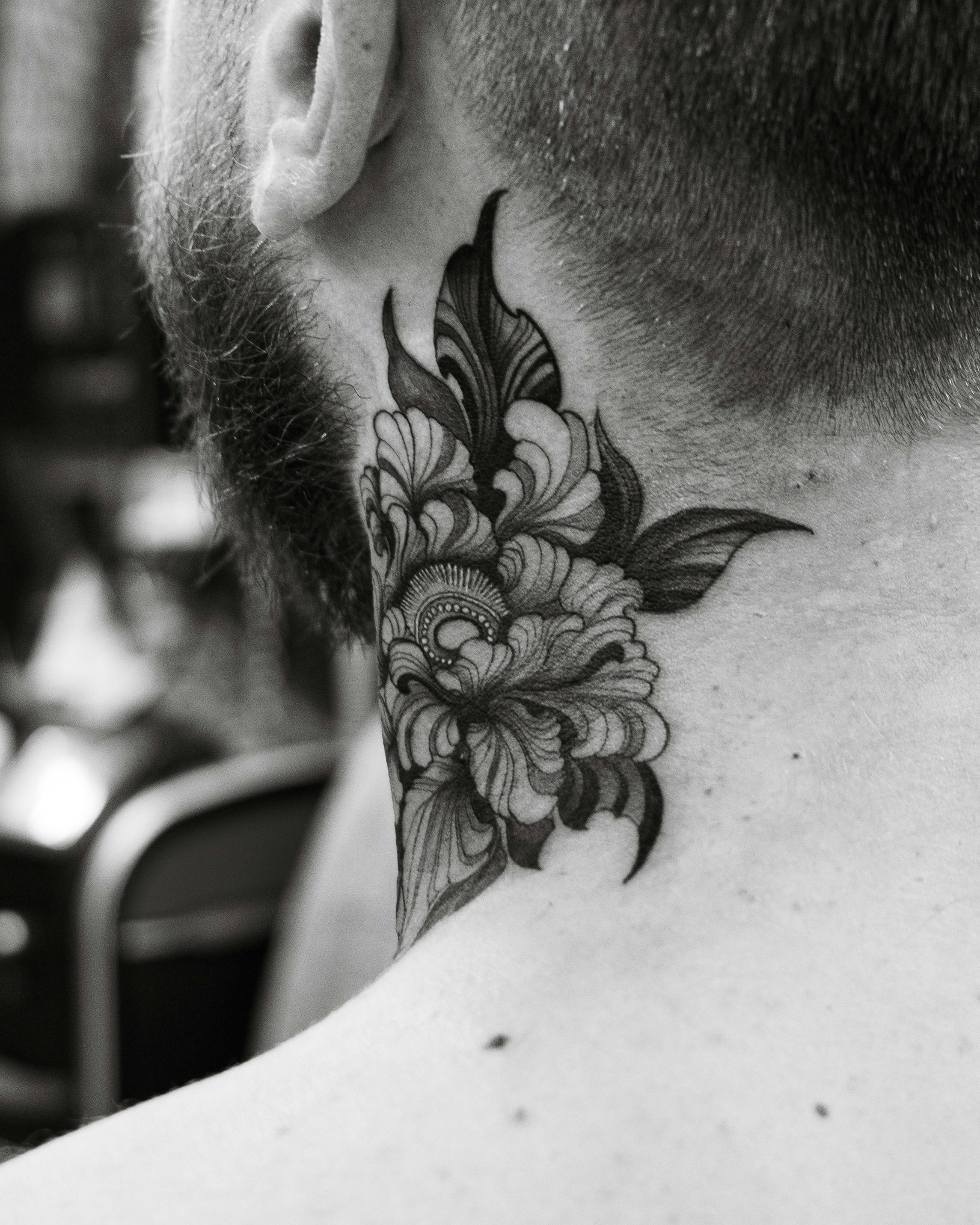 I had fun with this #lotus #yinyang #neck #tattoo I did a few weeks ba... |  TikTok