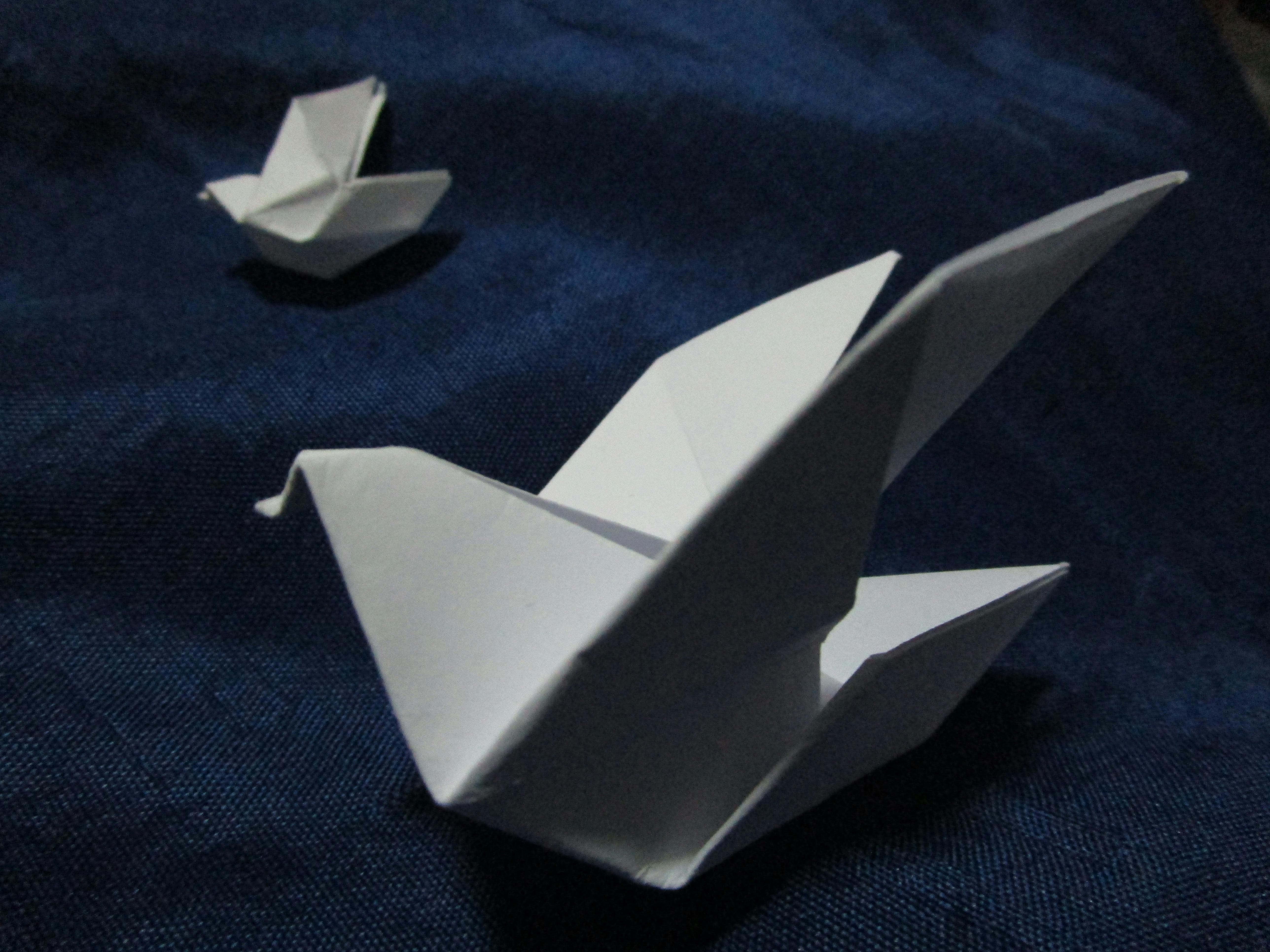 Free stock photo of birds origami art paper folding white blue two
