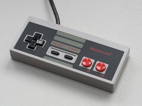 Top view of a vintage Nintendo controller on a white background, emphasizing retro gaming vibes.