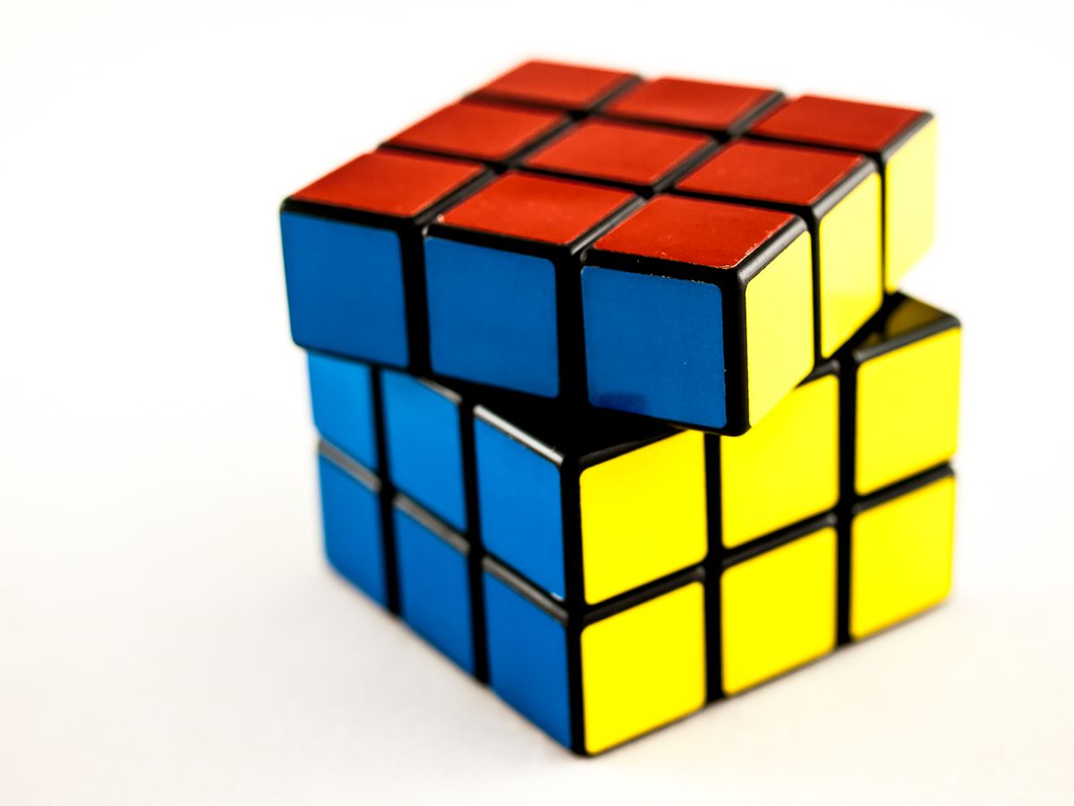 colorful 3x3 cube isolated on a white background