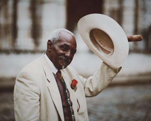 Portrait of Elegant African Man on a Square 