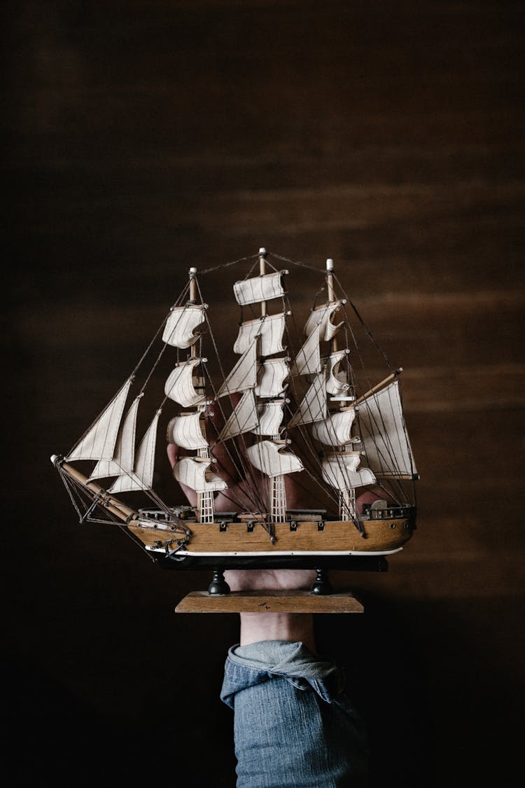 Brown Sailing Ship Miniature