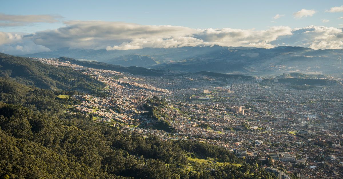 Bogotá city view from Cerro de Monserrate showing the vast urban expanse