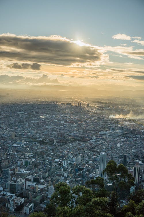 View of a City at Sunrise 