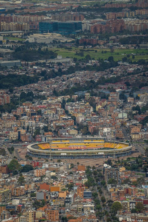 Birds Eye View of the El Campin Stadium in Bogota, Colombia 