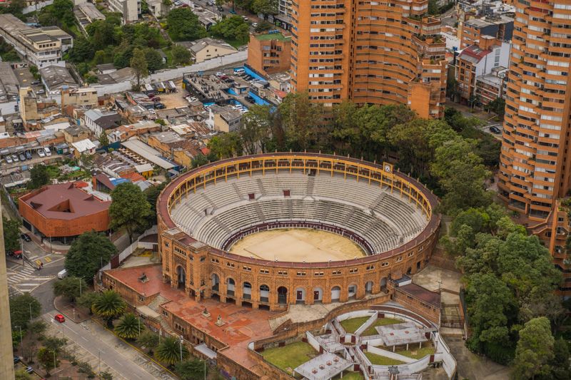 Aerial view of the Santa Maria bullring in Bogota