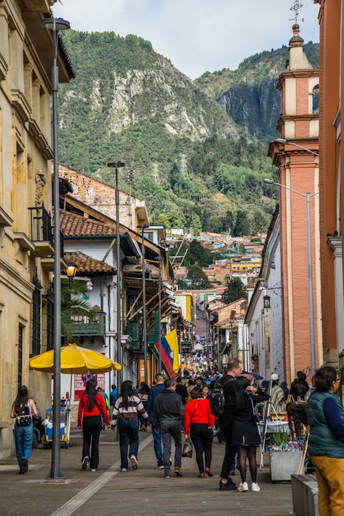 People Walking in Alley in Bogota