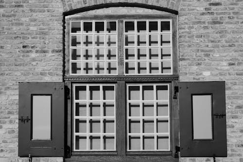 Free Windows with Shutters in Black and White Stock Photo