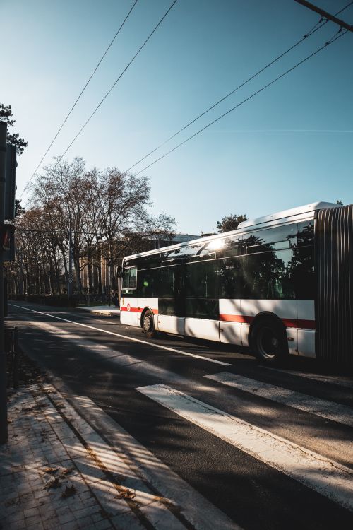 Autobuz public modern pe străzile din Lyon