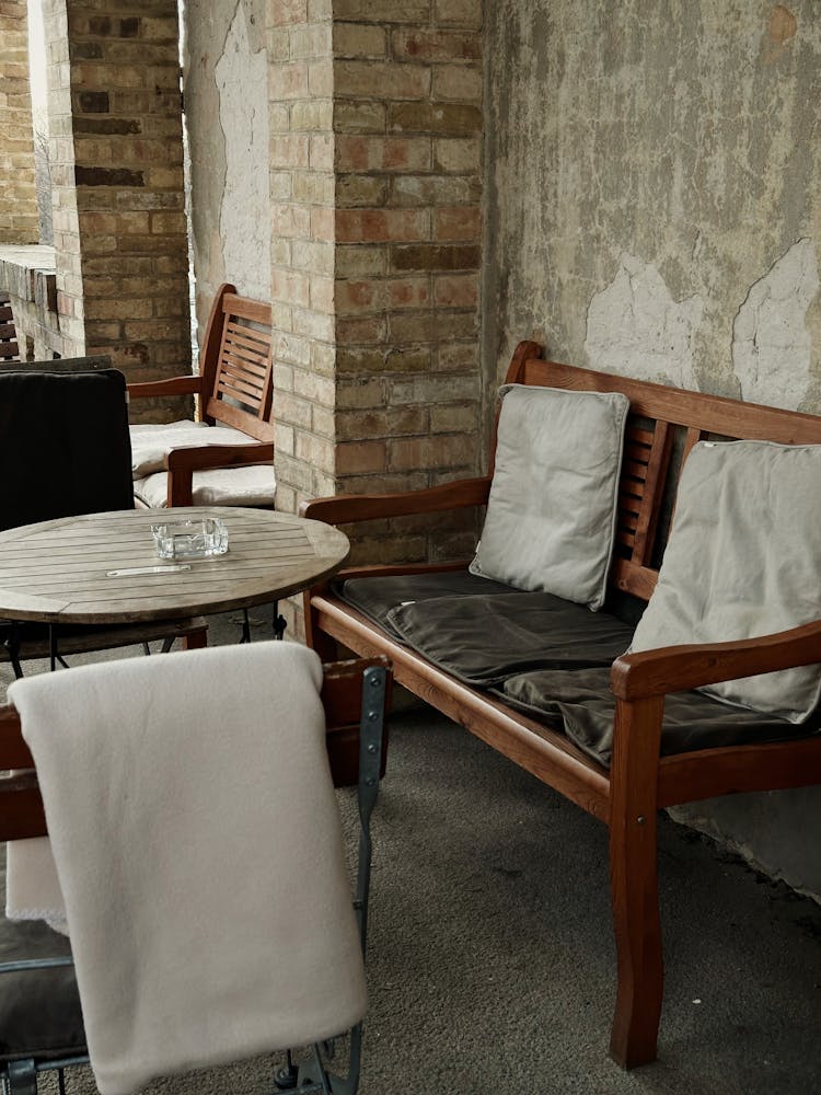 Table And Bench In Cafe