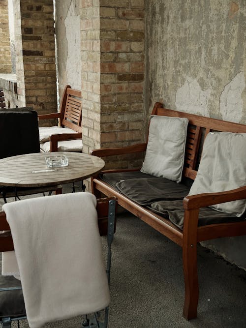 Free Table and Bench in Cafe Stock Photo