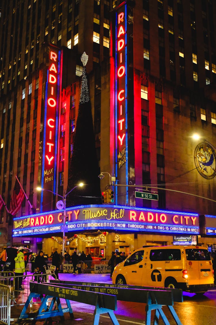 Corner Of Radio City Music Hall In New York At Night