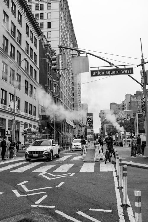 Street in City in USA in Black and White