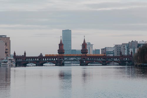 View of Oberbaum Bridge over the River Spree in Berlin, Germany 