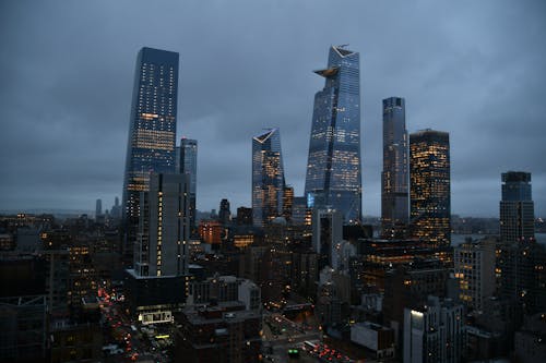 Free Skyscrapers in Midtown Manhattan in the Evening, New York City, New York, USA Stock Photo