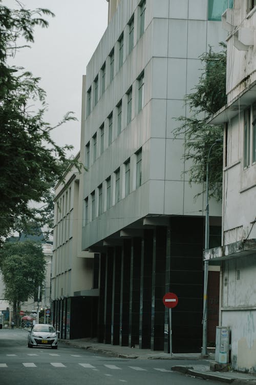 Facade of a Modern Building by the Street in City 