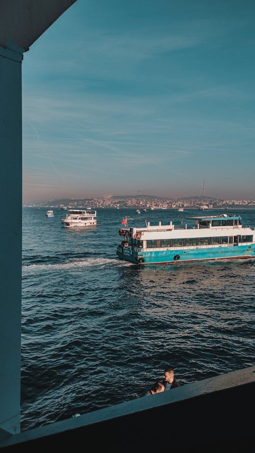 Ferries Sailing on Sea Coast in Istanbul