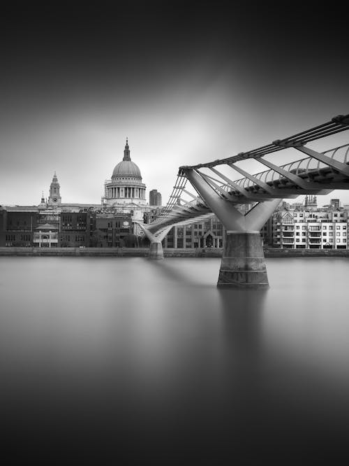 Bridge on Thames and St Pauls Cathedral in London behind
