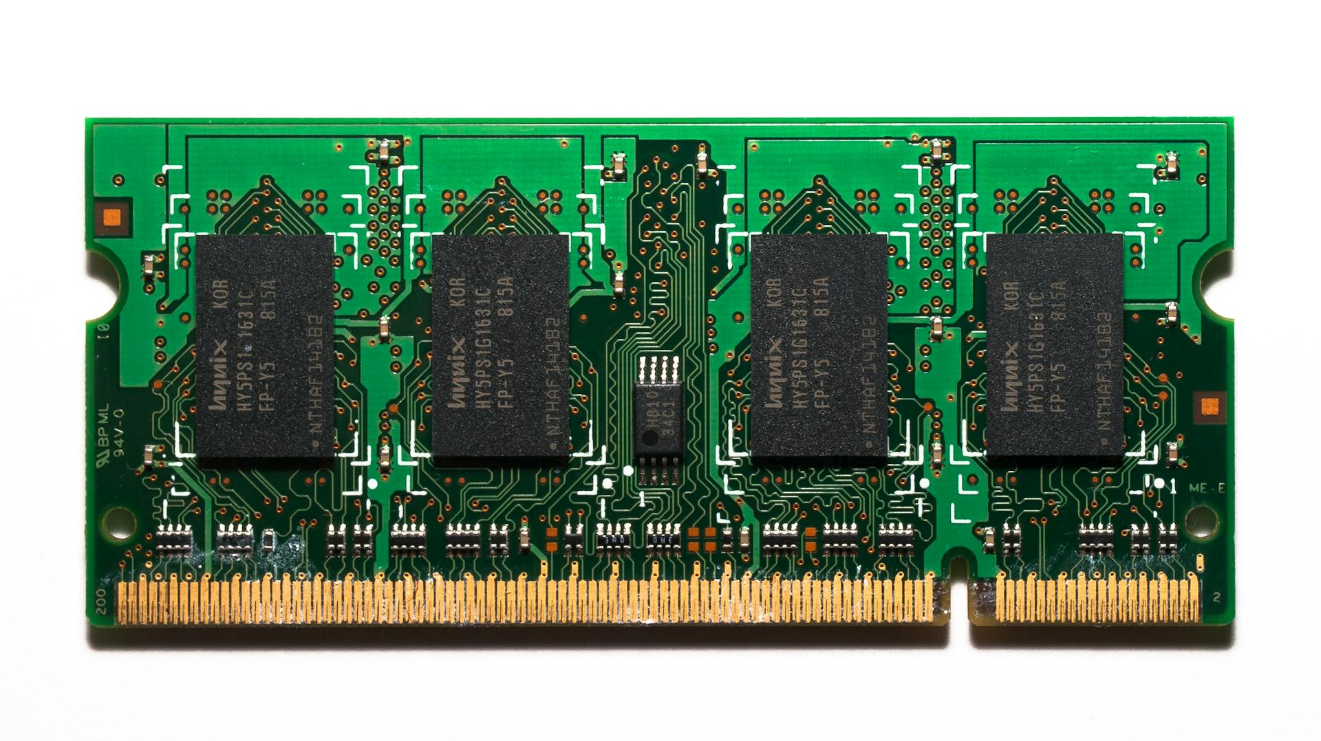 High-quality image of a computer RAM module showcasing detailed circuit design.