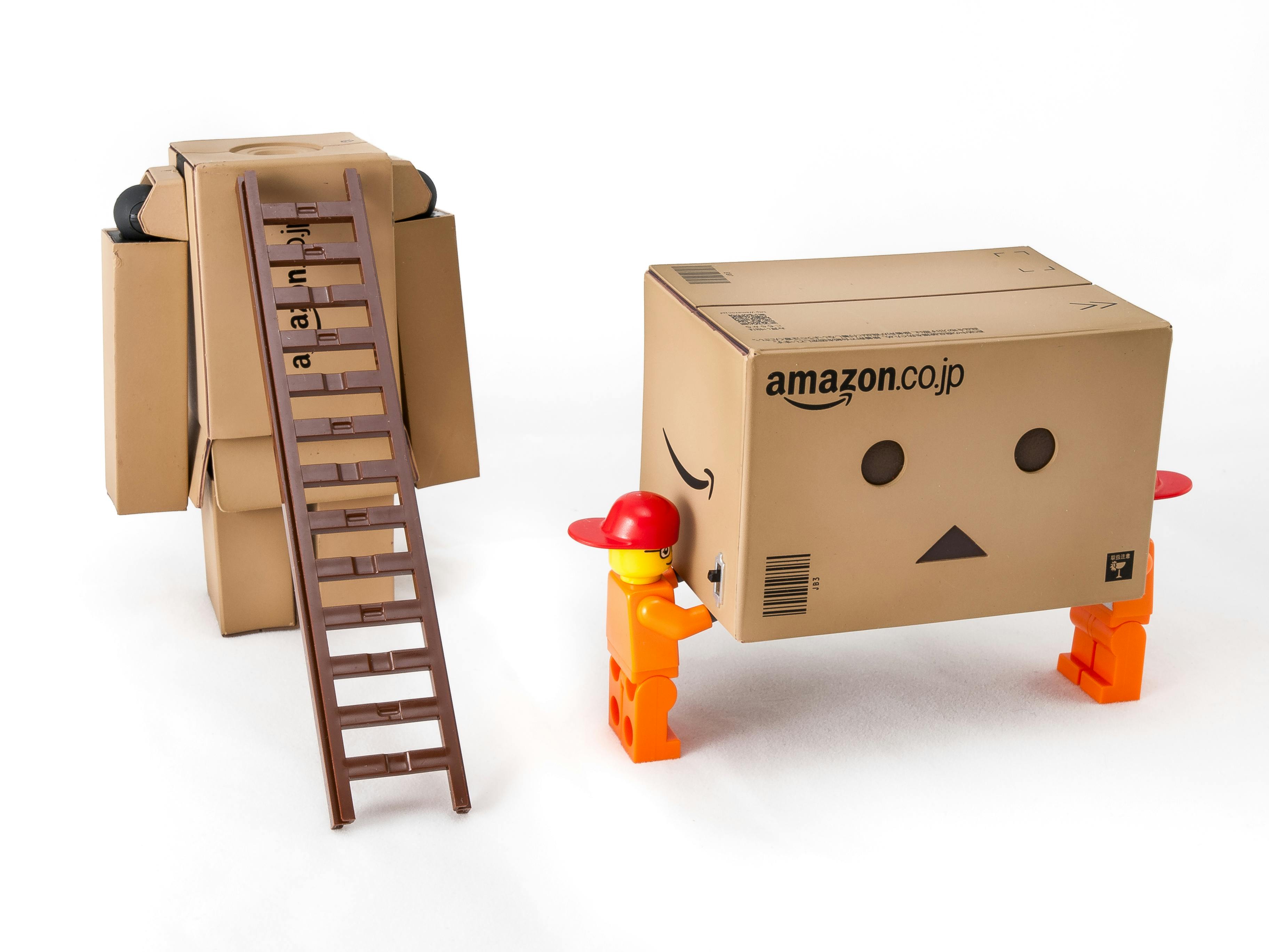 amazon cardboard box and dolls