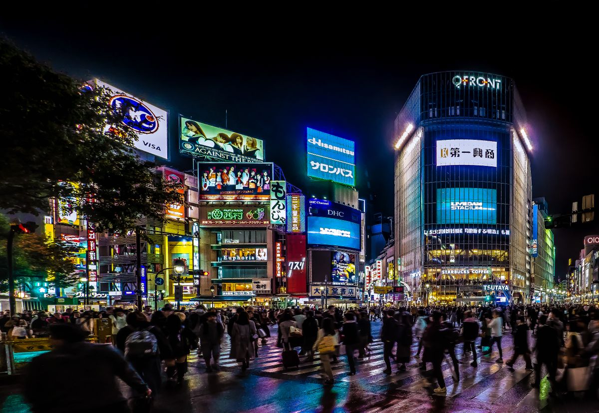 Shibuya crossing at night, Tokyo