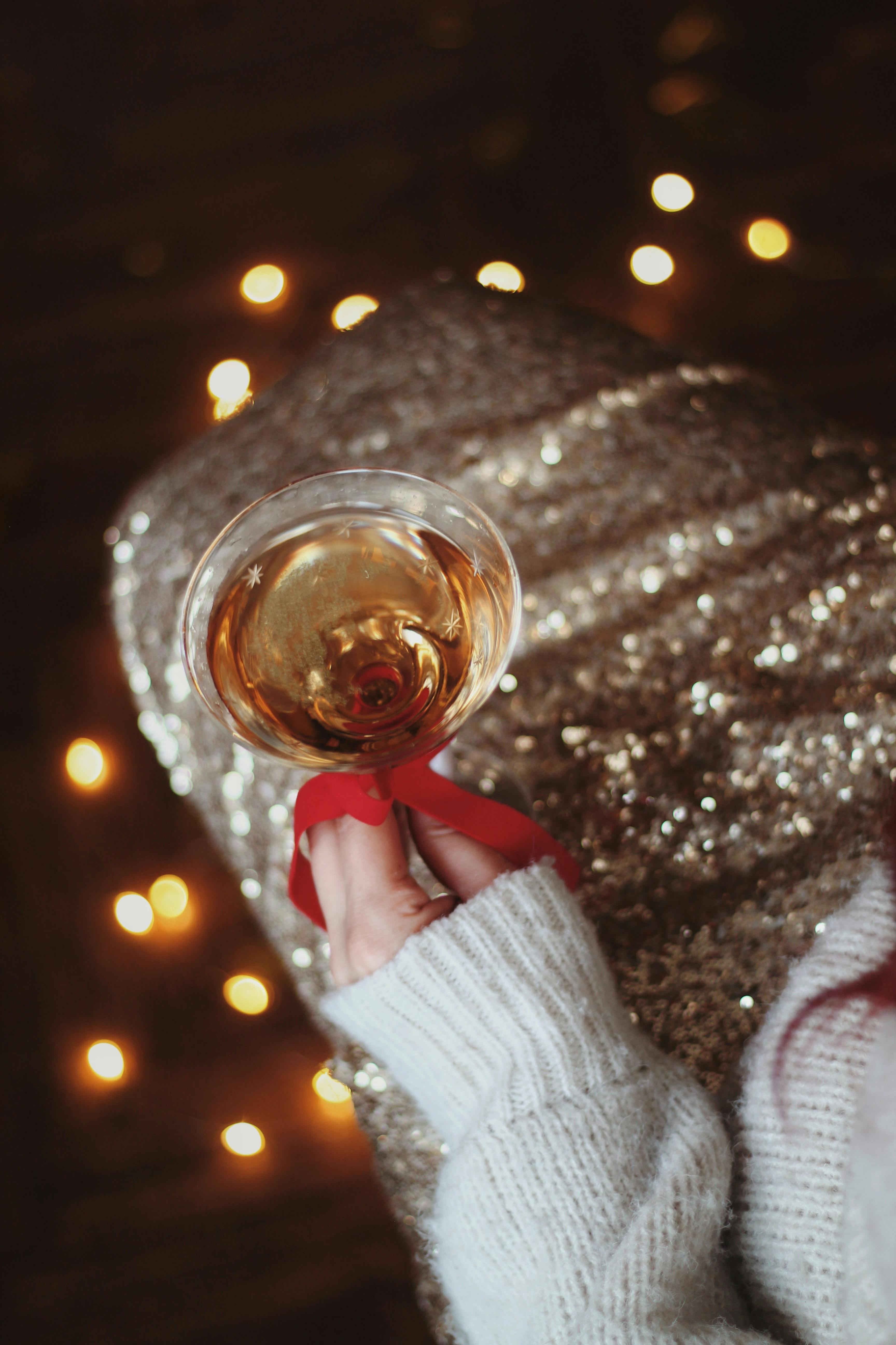 woman celebrating new years eve with champagne