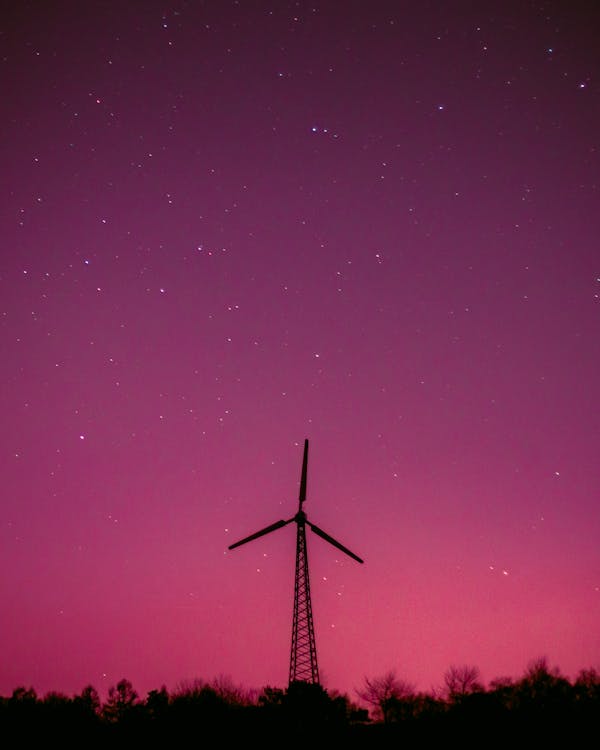 Free Windmill Under Starry Sky Stock Photo