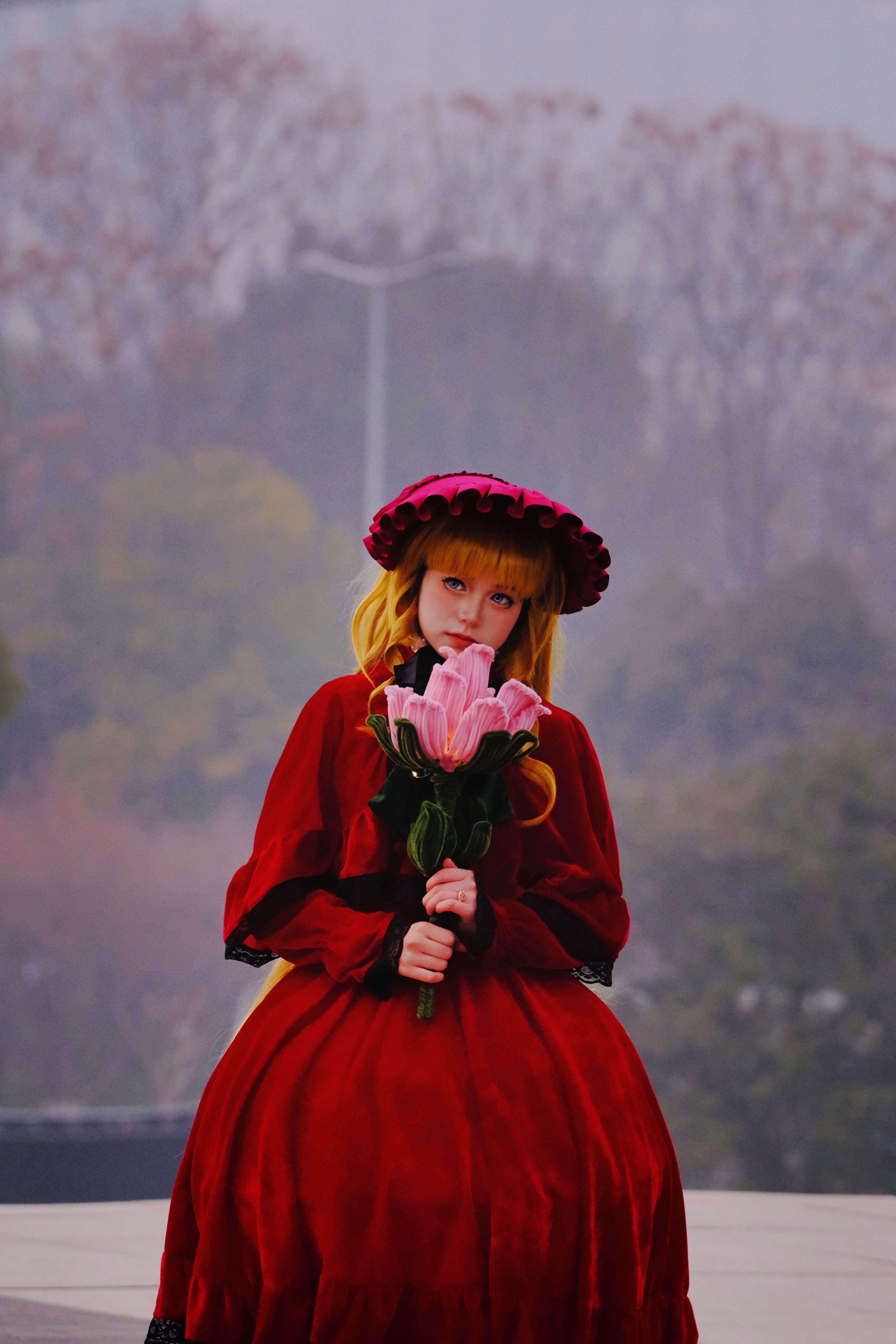 Cosplayer Dressed as a Character from the Anime Rozen Maiden  Free Stock  Photo
