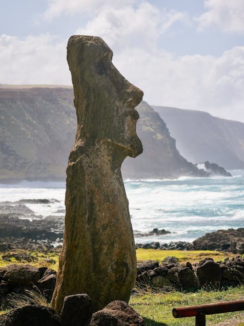 Moai on Sea Coast on Easter Island