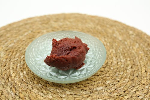 Red Ice Cream on Plate