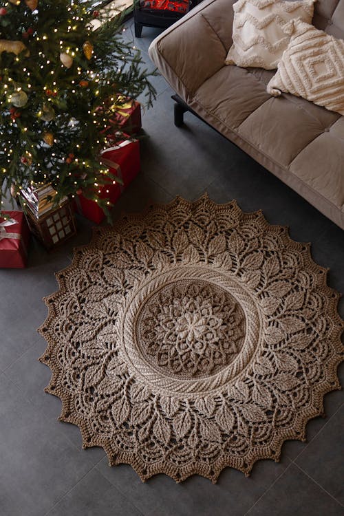 View of a Christmas Tree with Presents Standing in a Modern Room 