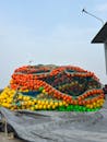 Colorful Fishing Net Stacked on Dock