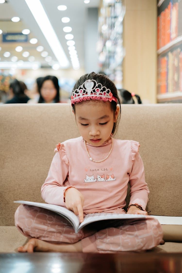 Cute Girl Reading Book