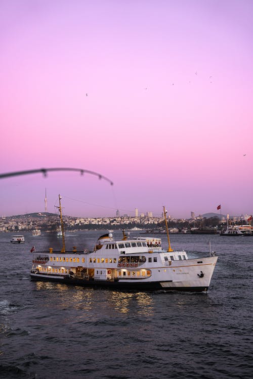 Ship on Bosporus in Turkey at Dusk