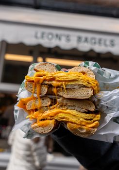 With Sausage Egg Sandwich On Bagel — kidney-friendly food