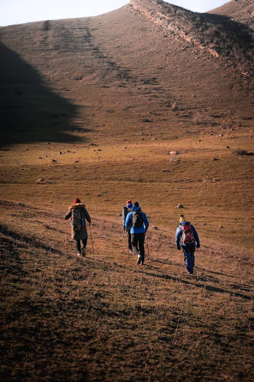 Hikers on Grassland