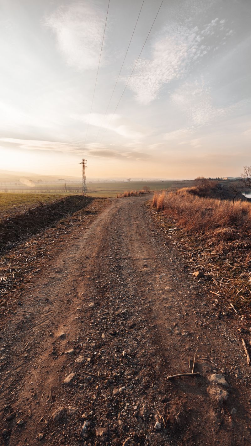 Rough dirt road running through open country