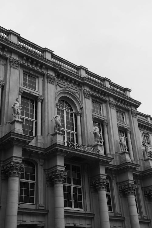 Facade of Humboldt Forum in Berlin in Black and White