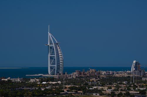 View of the City and Burj Al Arab in Dubai, United Arab Emirates 