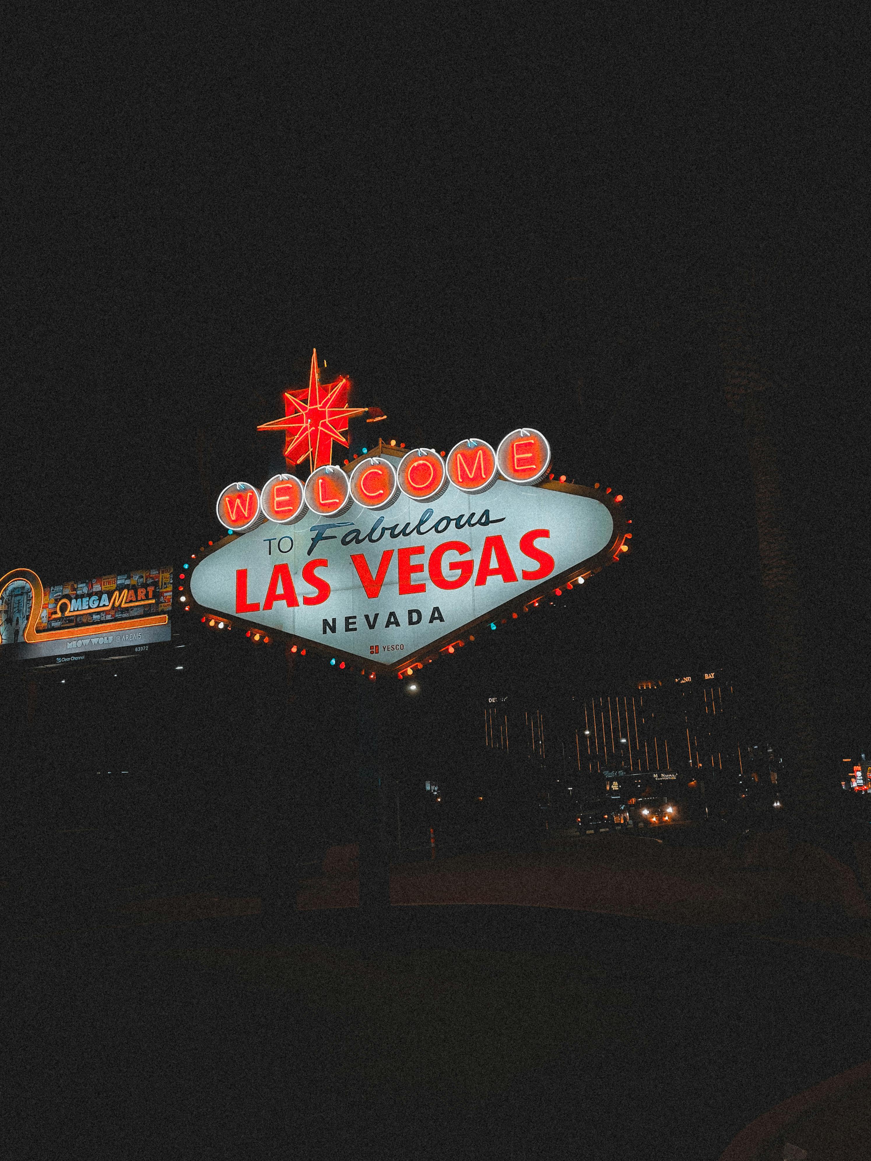 the las vegas sign at night