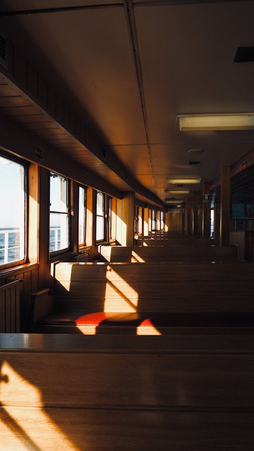 Cabin of Empty Benches on the Ship