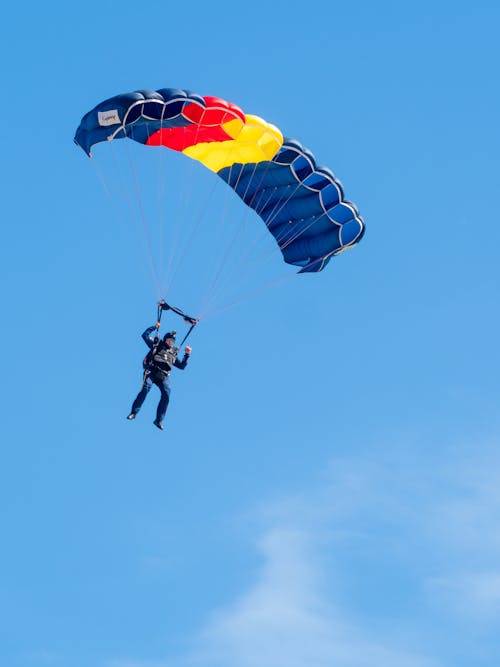 Man while Paragliding