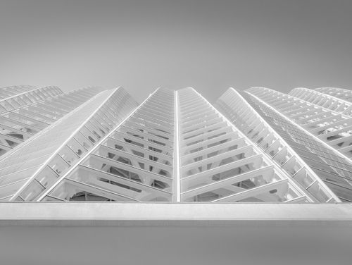 Free Black and white photo of modern architectural structures in Valencia, highlighting geometric patterns. Stock Photo
