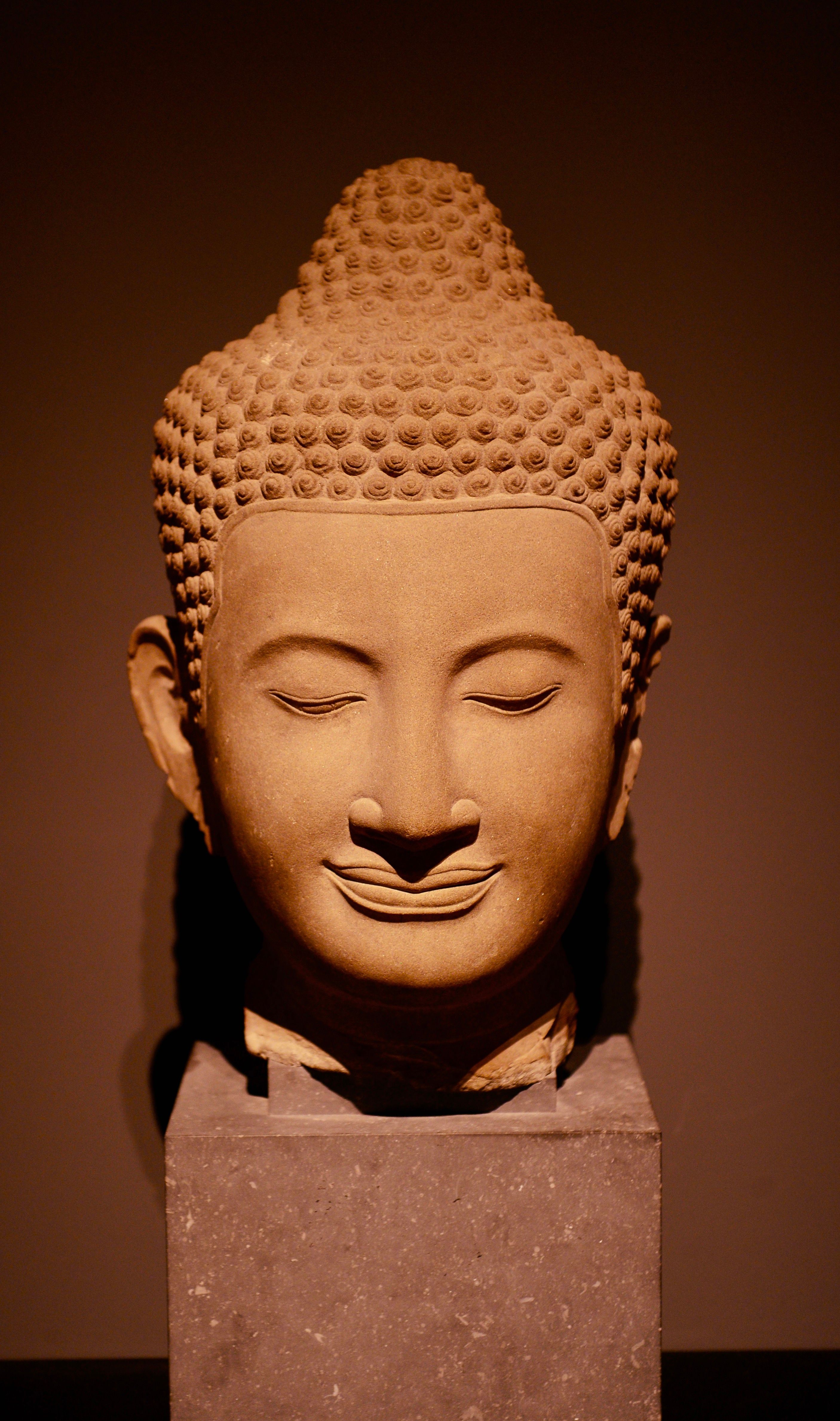 Cabeza De Buda En Exposición En Un Museo · Foto de stock gratuita